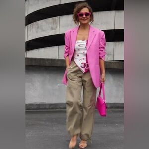 Topshop SS21 Vibrant Pink Blazer Oversized Look US Size 8 NWOT
